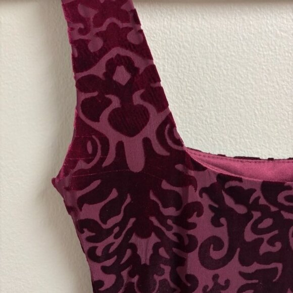 VTG Jump Apparel Womens Red Velvet Burn Out Sheath Y2K Dress Size XS Bodycon 90s - Picture 9 of 12